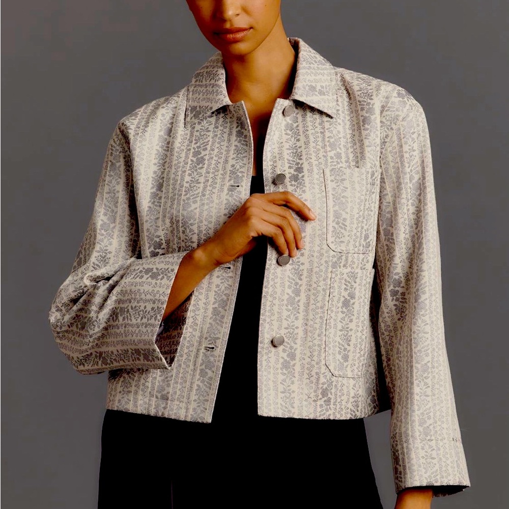 NWT Avec Les Filles Jacquard Chore Grey Jacket XL.